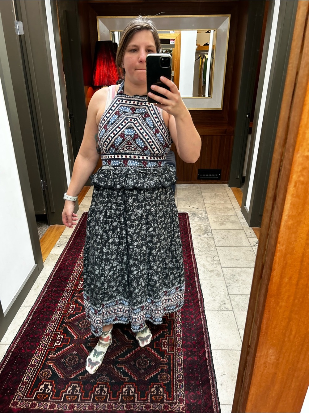 Sea New York Black Floral Halter Maxi Dress